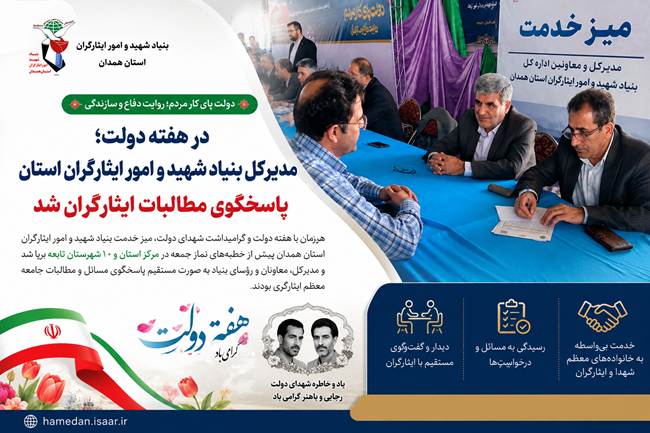 در هفته دولت؛ میزخدمت بنیاد شهید و امورایثارگران استان همدان پاسخگوی مطالبات ایثارگران شد
